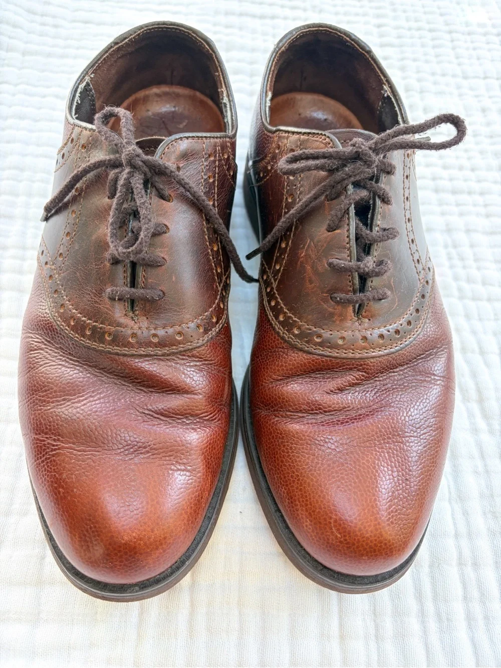 Vintage Dexter Made USA Men’s 9.5 Brown Leather Wingtip Oxford Dress Shoes